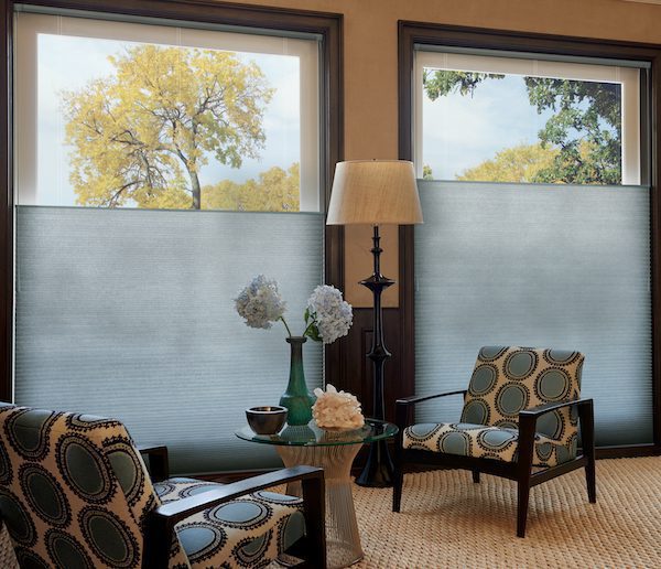 stylish living room with large windows